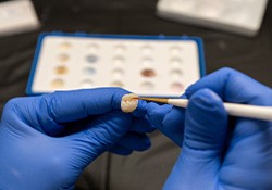 Dental lab technician working on crown