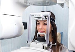 Woman receiving 3D cone beam scan